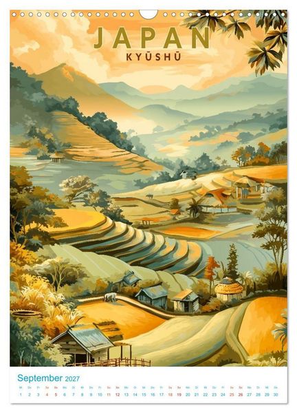 Produktbild: Japanische Inseln - Old School Poster Style (Wandkalender 2027 DIN A3 hoch), CALVENDO Monatskalender