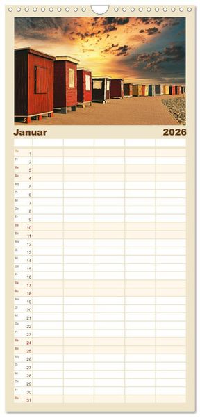 Produktbild: Familienplaner 2026 - Traumhafte Sonnenunterg&auml;nge an der Nordsee mit 5 Spalten (Wandkalender, 21 x 45 cm) CALVENDO