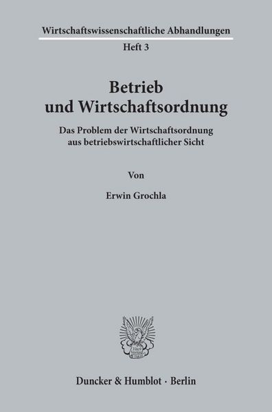 Produktbild: Betrieb und Wirtschaftsordnung.