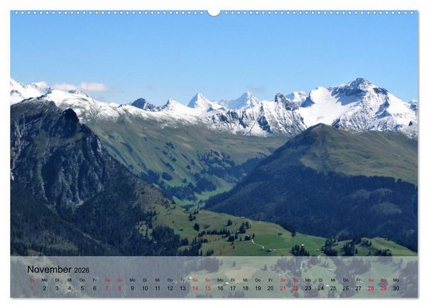 Produktbild: Saanenland. Ein Kalender aus dem Berner Oberland (hochwertiger Premium Wandkalender 2026 DIN A2 quer), Kunstdruck in Hochglanz