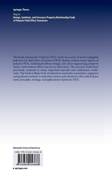 Produktbild: Design, Synthesis, and Structure-Property Relationship Study of Polymer Field-Effect Transistors
