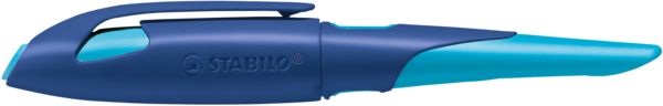 Produktbild: STABILO Ergonomischer Schulf&uuml;ller f&uuml;r Rechtsh&auml;nder mit Anf&auml;nger-Feder A -   EASYbirdy in mitternachtsblau/azur - Einzelstift - inklusive Patrone