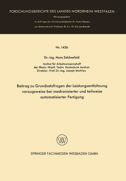 Produktbild: Beitrag zu Grundsatzfragen der Leistungsentlohnung vorzugsweise bei mechanisierter und teilweise automatisierter Fertigung