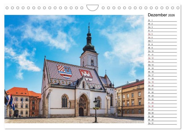 Produktbild: Ein Wochenende in Zagreb (Wandkalender 2026 DIN A4 quer), CALVENDO Monatskalender