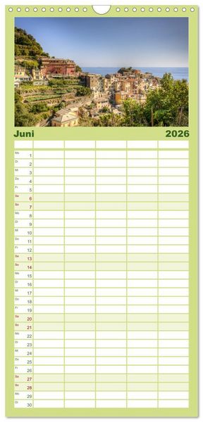 Produktbild: Familienplaner 2026 - Italienische Riviera Cinque Terre mit 5 Spalten (Wandkalender, 21 x 45 cm) CALVENDO