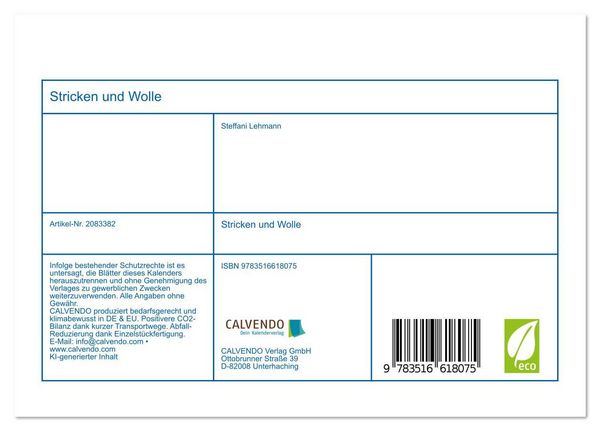 Produktbild: Stricken und Wolle (Tischkalender 2026 DIN A5 quer), CALVENDO Monatskalender