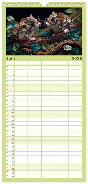 Produktbild: Familienplaner 2026 - Quilling Inspirationen mit 5 Spalten (Wandkalender, 21 x 45 cm) CALVENDO