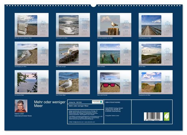 Produktbild: Mehr oder weniger Meer (hochwertiger Premium Wandkalender 2026 DIN A2 quer), Kunstdruck in Hochglanz