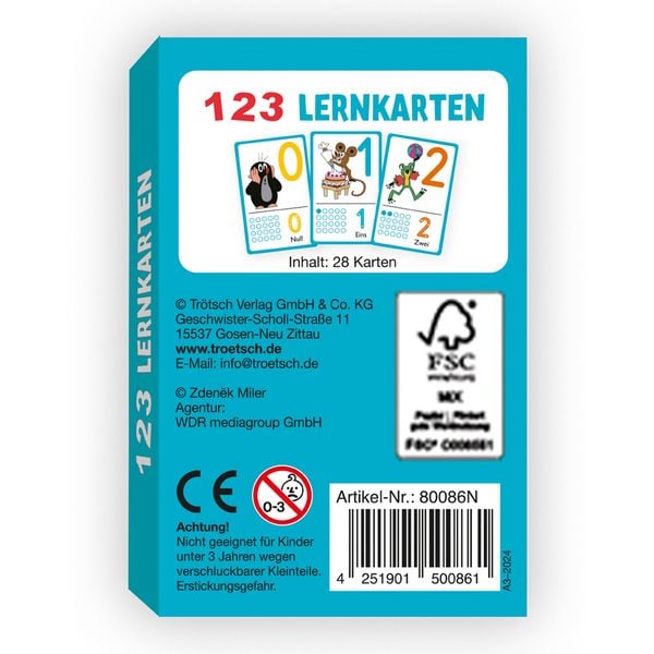 Produktbild: Tr&ouml;tsch Der kleine Maulwurf Kartenset 123 Lernkarten