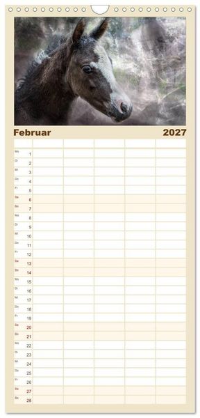 Produktbild: Familienplaner 2027 - Pferde zum Tr&auml;umen mit 5 Spalten (Wandkalender, 21 x 45 cm) CALVENDO