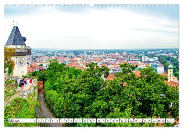 Produktbild: Graz - Ausblick auf die Dachlandschaft (hochwertiger Premium Wandkalender 2026 DIN A2 quer), Kunstdruck in Hochglanz