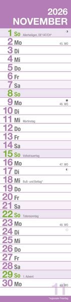 Produktbild: GROSSDRUCK Streifenplaner XL 2026 - Streifenkalender - Wandplaner - Küchen-Kalender - 15x64