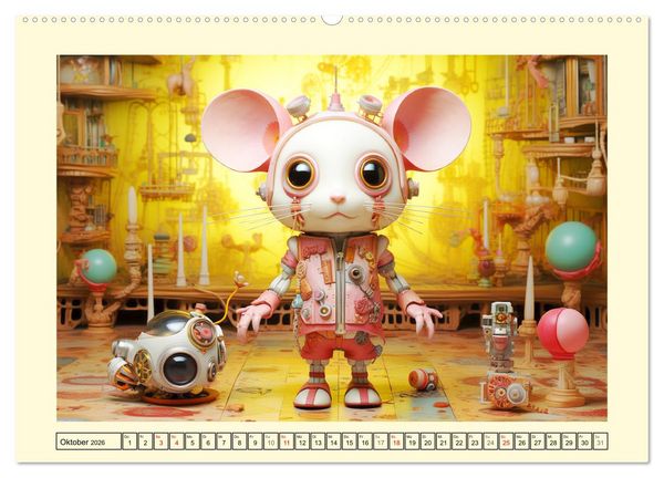 Produktbild: Fabelhafte Maschinen. Pop-Surrealistische Roboter-Tiere (hochwertiger Premium Wandkalender 2026 DIN A2 quer), Kunstdruck in Hochglanz