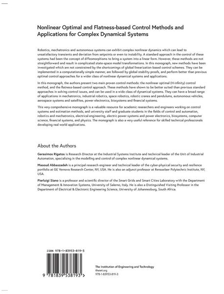 Produktbild: Nonlinear Optimal and Flatness-Based Control Methods and Applications for Complex Dynamical Systems
