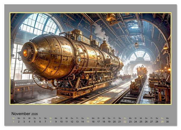 Produktbild: Steampunk-Raumfahrt (Tischkalender 2026 DIN A5 quer), CALVENDO Monatskalender