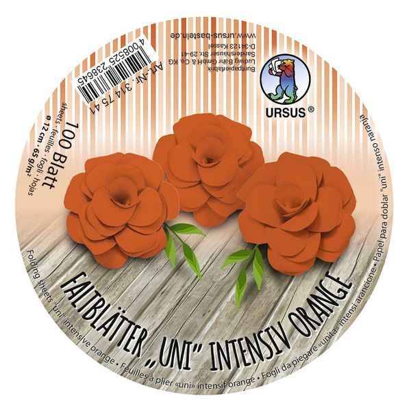 Produktbild: URSUS Falten Faltbl&auml;tter Uni intensiv, Plakatkarton, 65 g/m&sup2;, &Oslash; 12 cm, orange