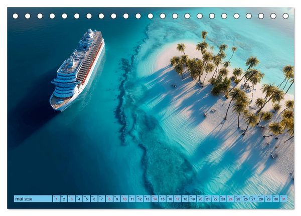 Produktbild: Paquebots de croisi&egrave;re - G&eacute;ants des mers impressionnants (Calendrier de bureau 2026 DIN A5 vertical), CALVENDO calendrier mensuel