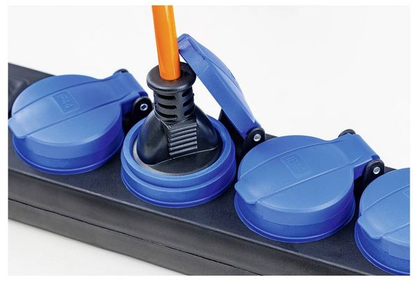 Produktbild: AS Schwabe 38606 Steckdosenleiste mit Schalter 6fach Schwarz, Blau Schutzkontakt 1St.
