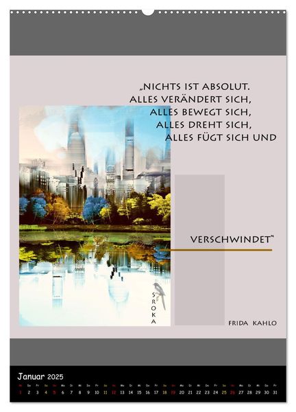 Produktbild: Frida Kahlo - Zitate im Dialog (Wandkalender 2025 DIN A2 hoch), CALVENDO Monatskalender