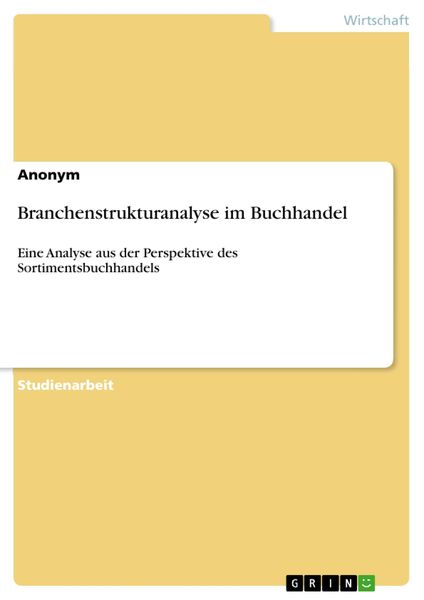 Produktbild: Branchenstrukturanalyse im Buchhandel