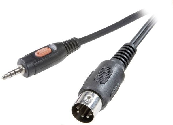 Produktbild: SpeaKa Professional SP-7869804 DIN-Anschluss / Klinke Audio Anschlusskabel [1x Diodenstecker 5pol (DIN) - 1x Klinkenstecker 3.5 mm] 1.50 m Schwarz