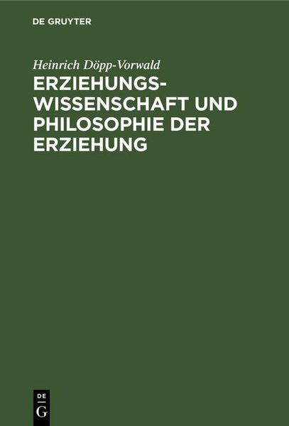Produktbild: Erziehungswissenschaft und Philosophie der Erziehung