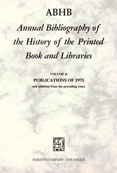 Produktbild: ABHB Annual Bibliography of the History of the Printed Book and Libraries