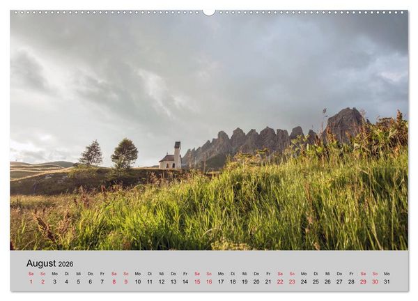 Produktbild: S&uuml;dtiroler Bergwelten - Die monti pallidi, Idylle die fast unwirklich erscheint (Wandkalender 2026 DIN A2 quer), CALVENDO Monatskalender