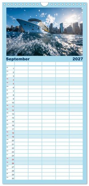 Produktbild: Familienplaner 2027 - Kreuzfahrtschiffe Kalender - Kreuzfahrten und Giganten der Meere mit 5 Spalten (Wandkalender, 21 x 45 cm) CALVENDO