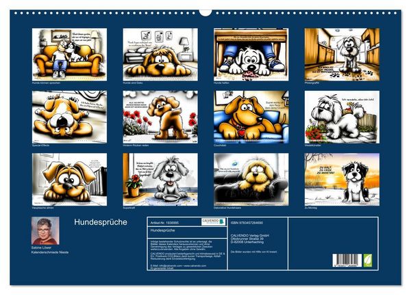Produktbild: Hundespr&uuml;che (Wandkalender 2026 DIN A2 quer), CALVENDO Monatskalender
