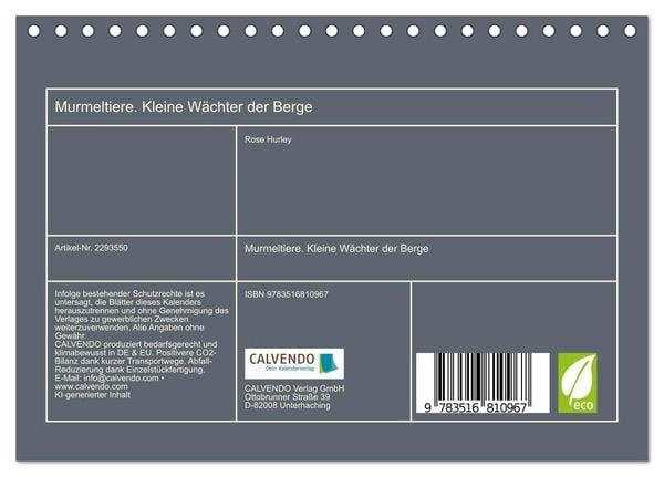 Produktbild: Murmeltiere. Kleine W&auml;chter der Berge (Tischkalender 2027 DIN A5 quer), CALVENDO Monatskalender