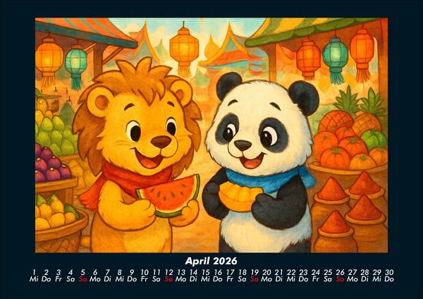 Produktbild: Buschi und Pippin - Abenteuer in Asien 2026 Fotokalender DIN A4