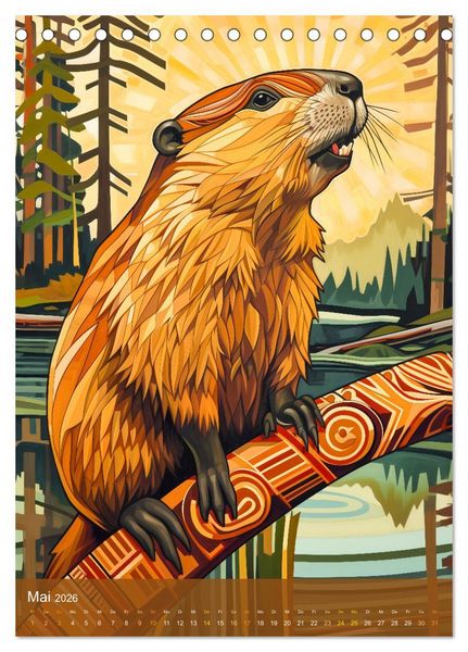 Produktbild: Totem-Tiere - Mythische Illustrationen von Krafttieren (Tischkalender 2026 DIN A5 hoch), CALVENDO Monatskalender