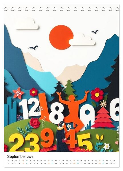 Produktbild: Kunterbunte Paperwelt - Buchstaben, Zahlen und Vieles mehr (Tischkalender 2026 DIN A5 hoch), CALVENDO Monatskalender