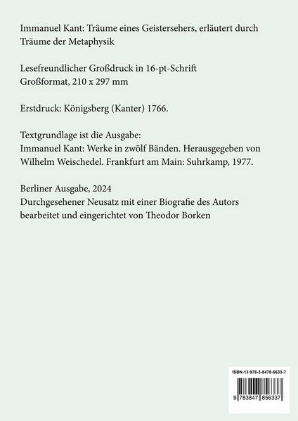 Produktbild: Tr&auml;ume eines Geistersehers, erl&auml;utert durch Tr&auml;ume der Metaphysik (Gro&szlig;druck)