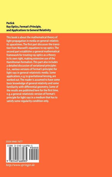 Produktbild: Ray Optics, Fermat's Principle, and Applications to General Relativity
