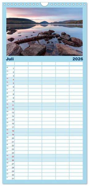 Produktbild: Familienplaner 2026 - NEUENGLAND - Eine Reise durch den Nordosten der USA mit 5 Spalten (Wandkalender, 21 x 45 cm) CALVENDO