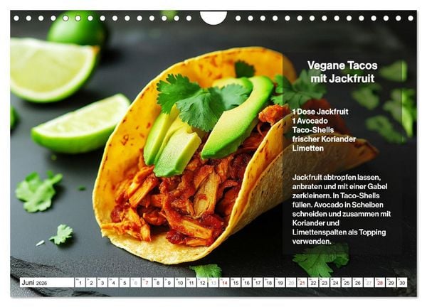 Produktbild: Veganes Soulfood - Leichte vegan Rezepte f&uuml;r jeden Monat (Wandkalender 2026 DIN A4 quer), CALVENDO Monatskalender