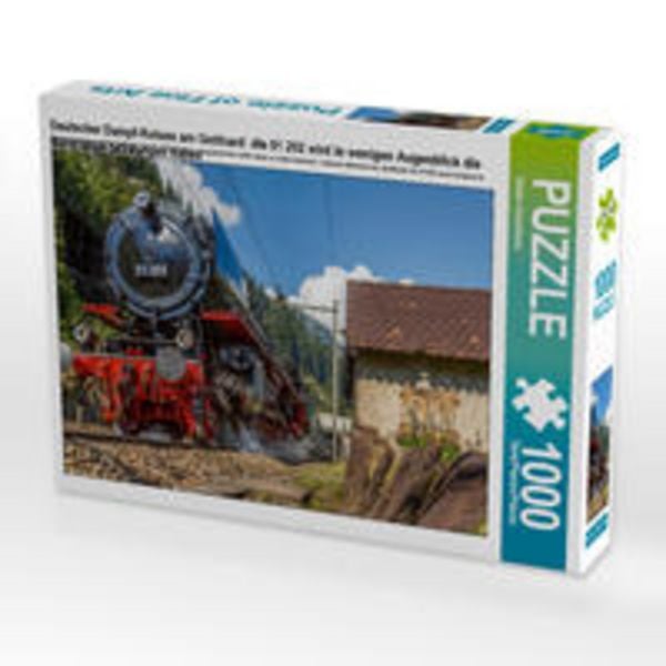 CALVENDO Puzzle Deutscher Dampf-Koloss am Gotthard: die 01 202 wird in wenigen Augenblick die Nordrampe bezwungen haben | 1000 Teile Lege-Größe 64x48c