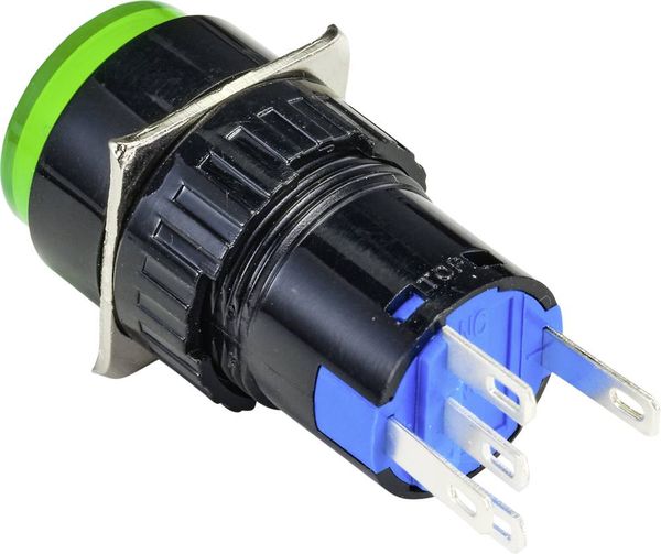 Produktbild: TRU COMPONENTS TC-9219056 Leuchtdruckschalter 250 V/AC 3 A 1 x Aus/Ein rastend Gr&uuml;n (&Oslash;) 18 mm IP65 1 St.