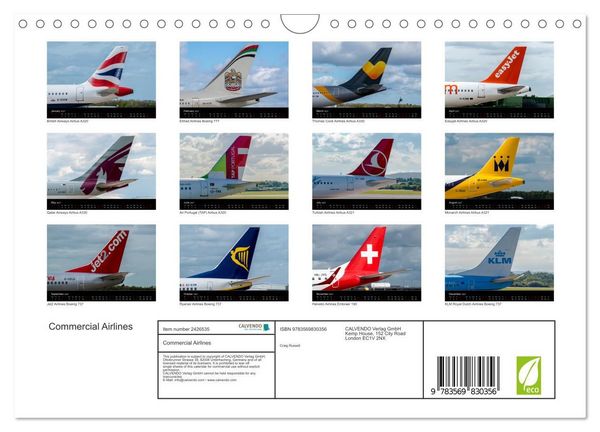 Produktbild: Commercial Airlines (Wall Calendar 2027 DIN A4 landscape), CALVENDO 12 Month Wall Calendar