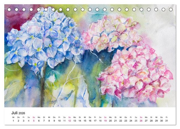 Produktbild: Mit Aquarellen durch das Jahr (Tischkalender 2026 DIN A5 quer), CALVENDO Monatskalender