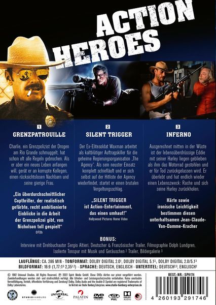 Produktbild: Action Heroes - Grenzpatrouille, Silent Trigger, Inferno [3 DVDs]