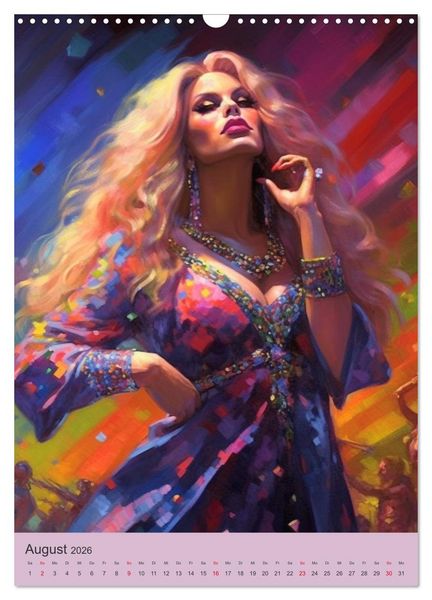 Produktbild: Dragqueens. Drag- und Travestie Kunst. Illustrationen (Wandkalender 2026 DIN A3 hoch), CALVENDO Monatskalender
