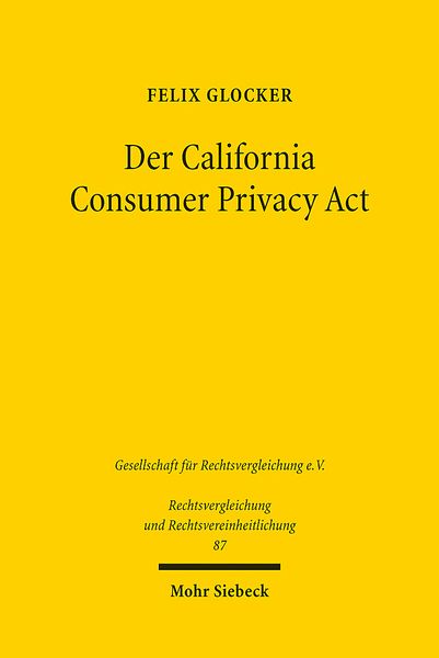 Produktbild: Glocker, F: California Consumer Privacy Act