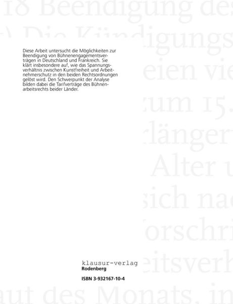 Produktbild: Die Beendigung von B&uuml;hnenengagementsvertr&auml;gen im Spannungsverh&auml;ltnis von Kunstfreiheit und Arbeitnehmerschutz in Deutschland und Frankreich