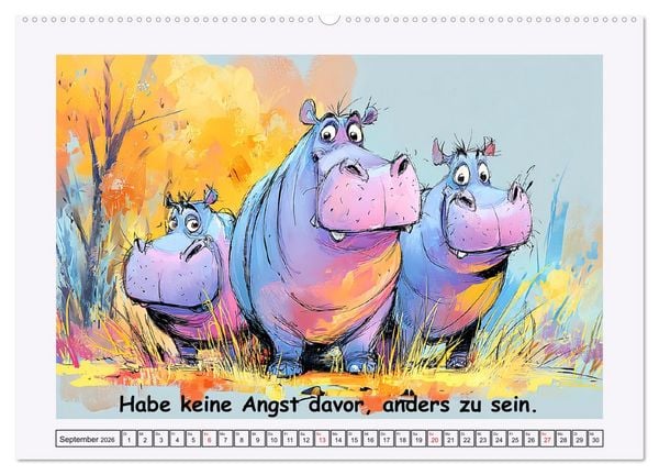 Produktbild: S&uuml;&szlig;e Flusspferde. Hippopotamus Weisheiten zum Schmunzeln (Wandkalender 2026 DIN A2 quer), CALVENDO Monatskalender
