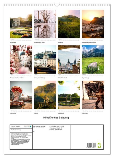 Produktbild: Hinrei&szlig;endes Salzburg (Wandkalender 2026 DIN A2 hoch), CALVENDO Monatskalender