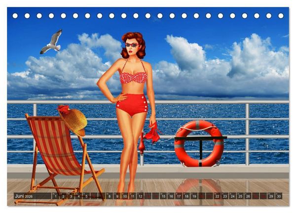 Produktbild: Pin-Up Girls im Retro Style by Mausopardia (Tischkalender 2026 DIN A5 quer), CALVENDO Monatskalender