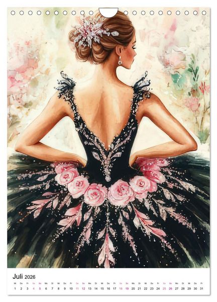 Produktbild: Ballerinas in Aquarell (Wandkalender 2026 DIN A4 hoch), CALVENDO Monatskalender